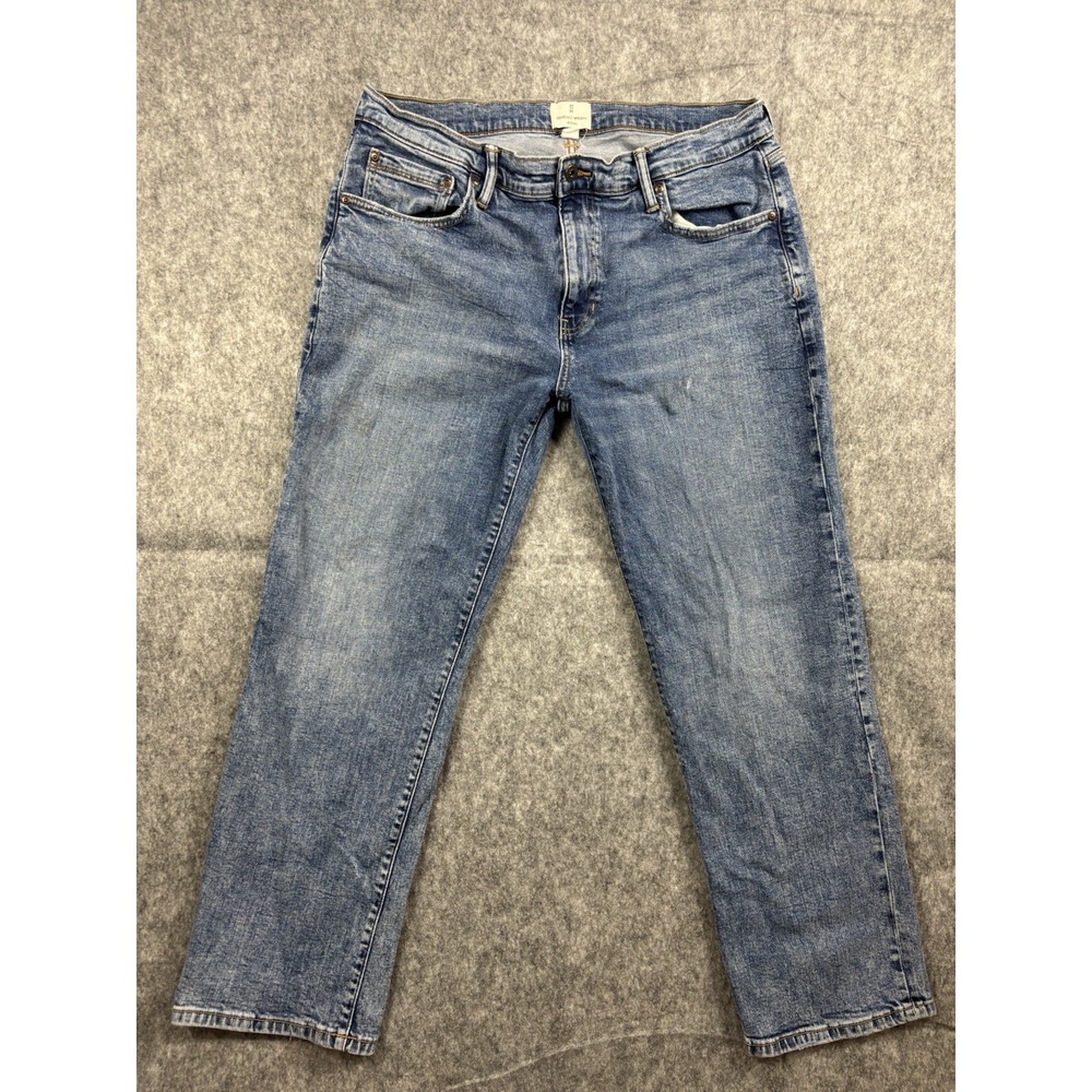 Mutual Weave The Relaxed Men’s Blue Medium Wash Jeans Straight Fit Size 36x30